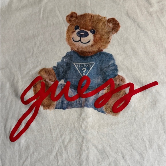 Guess White Tee with Bear and Red Logo - Picture 3 of 5